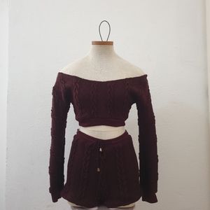 ❤Burgundy Knit Short Set❤